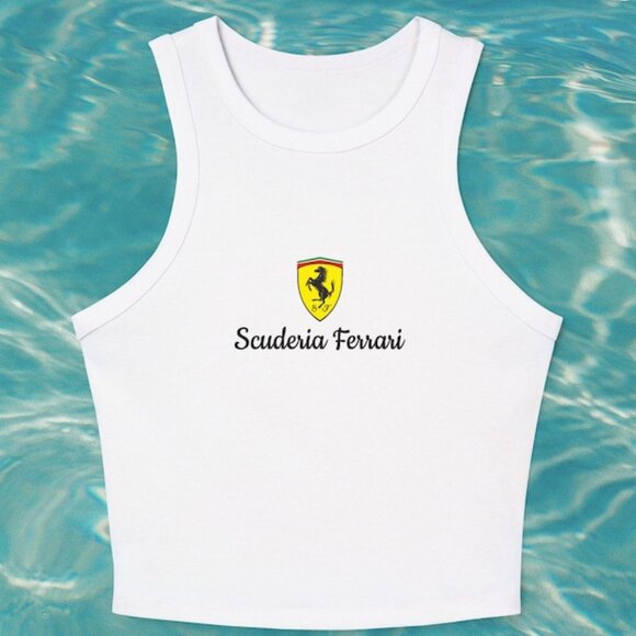 Formula One Scuderia Ferrari Women's Micro Rib Racer Tank Top Sportswear for Fan - Picture 1 of 3